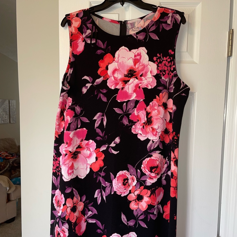 NWOT floral Croft & Barrow tank top dress with zip back, size XL
